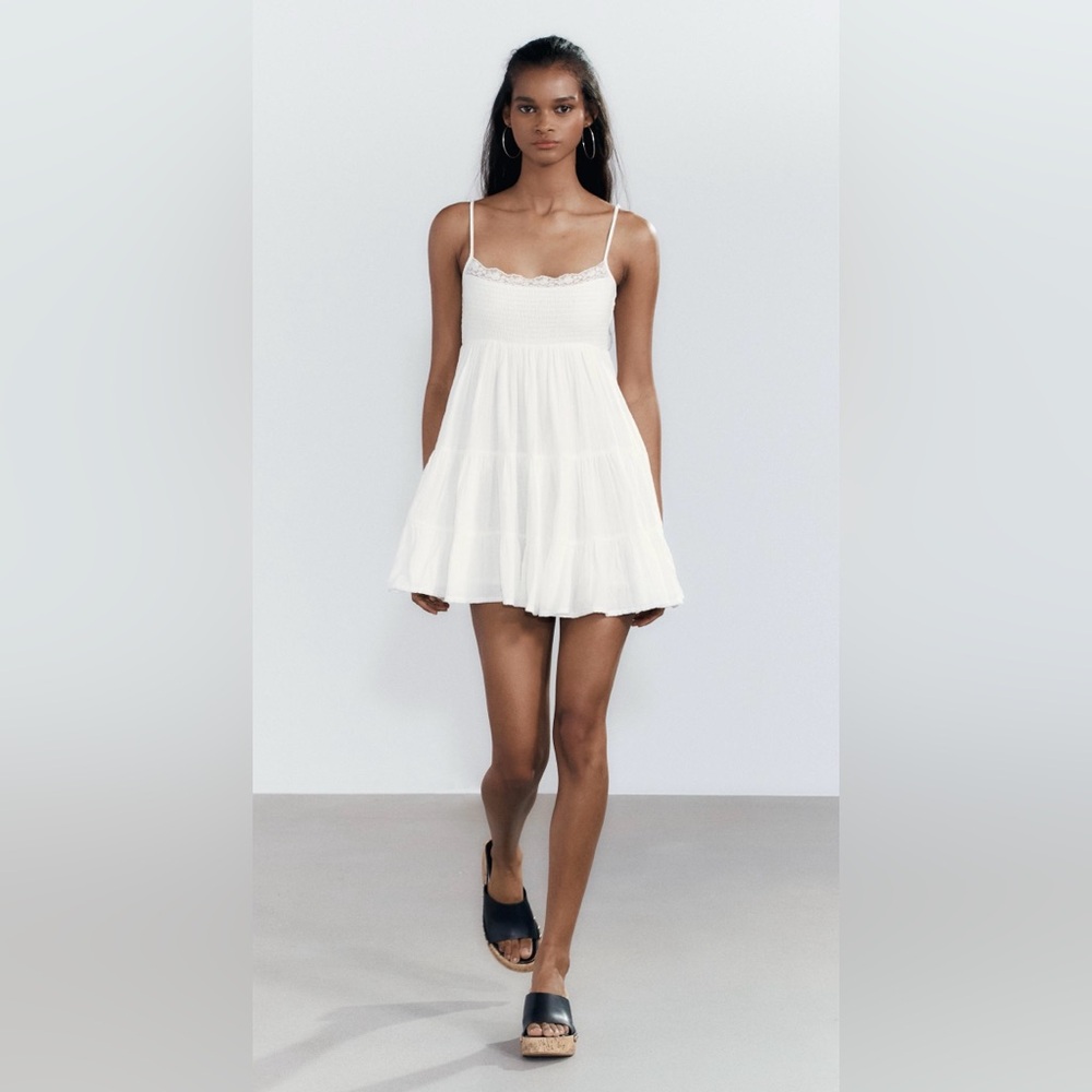 Zara White Spaghetti Strap Mini Dress